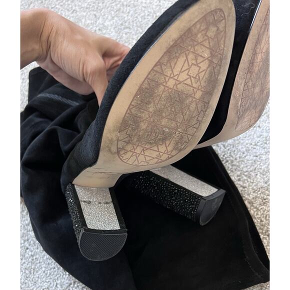 Jewel Badgley Mischka Black Stretch Over-the-Knee Block Heel Boots 8 Holiday - Picture 3 of 7